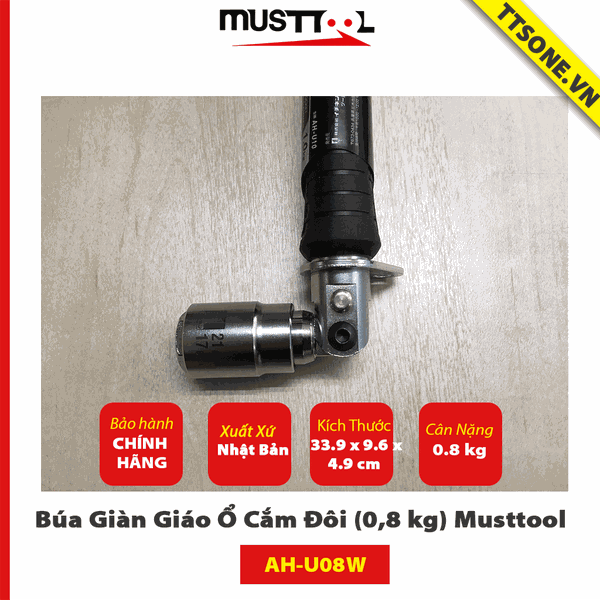 Búa treo chuôi gắn khẩu đôi 17, 21  Mã: AH-U08 (0,8 kg) Musttool - Chính Hãng