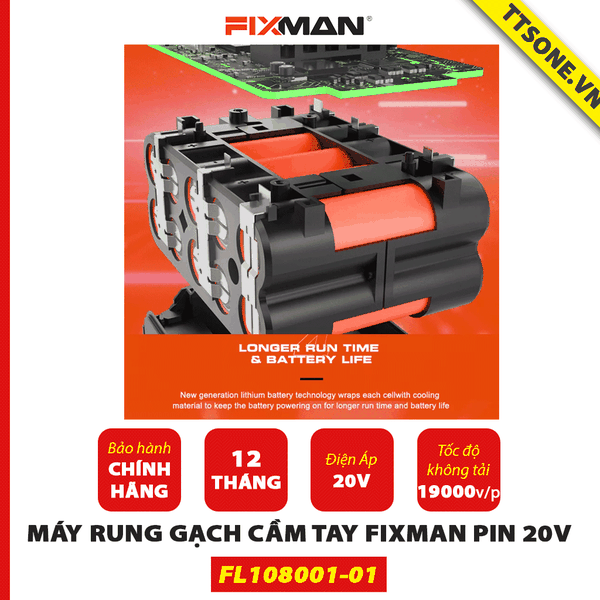 Máy Rung Gạch Cầm Tay FIXMAN pin 20V FL108001-01 - Chính hãng