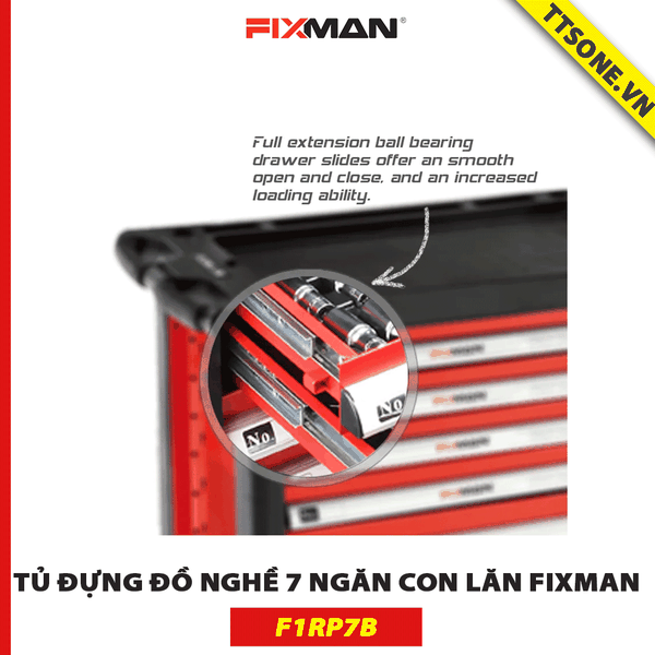 Tủ Đựng Đồ Nghề 7 Ngăn Con Lăn FIXMAN F1RP7B - Chính hãng (790x490x1010mm)
