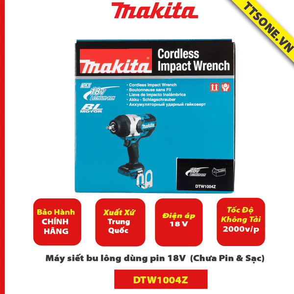 Máy siết bu lông dùng pin 18V Makita DTW1004Z (Chưa Pin & Sạc)-Chính Hãng