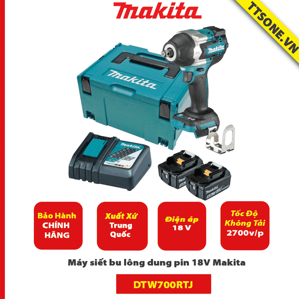 Máy siết bu lông dùng pin 18V Makita DTW700RTJ - Chính Hãng