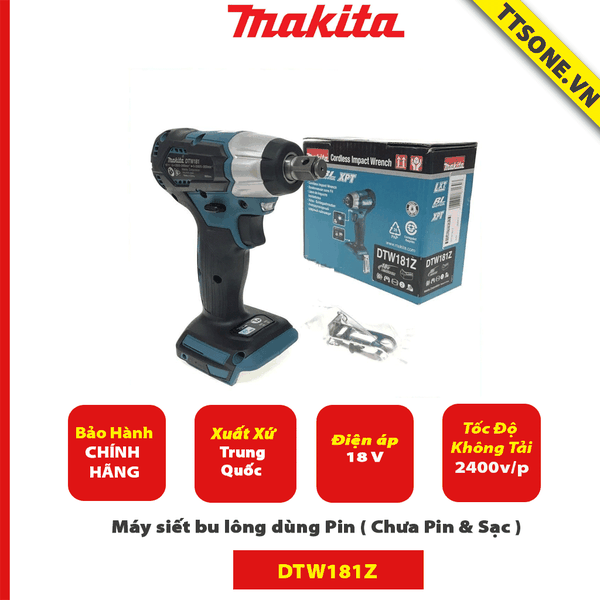 Máy siết bu lông dùng Pin Makita DTW181Z ( Chưa Pin & Sạc )-Chính Hãng