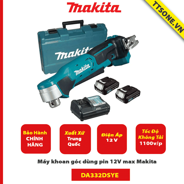 Máy khoan góc dùng pin 12V max Makita DA332DSYE - Chính Hãng