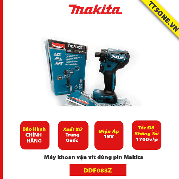Máy khoan vặn vít dùng pin Makita DDF083Z 18V - Chính Hãng