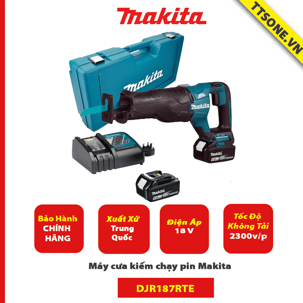 Máy cưa kiếm chạy pin Makita DJR187RTE (18V) - Chính Hãng