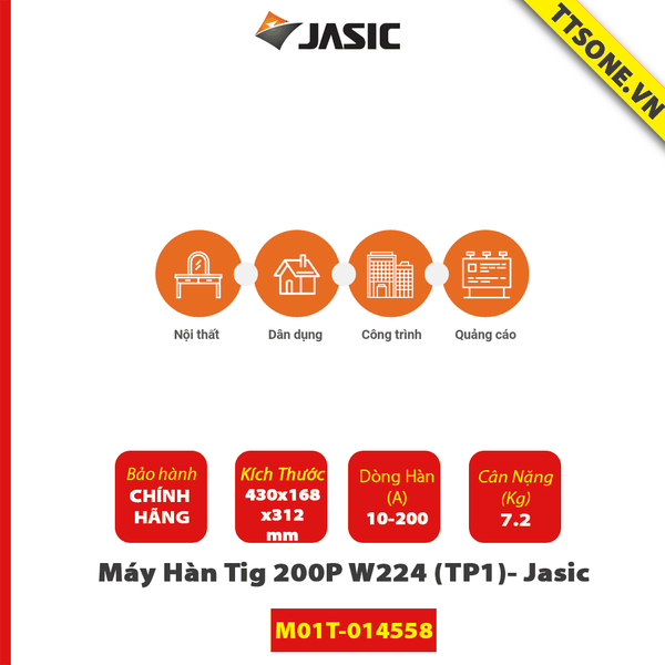 Máy Hàn Tig 200P W224 (TP2)- Jasic