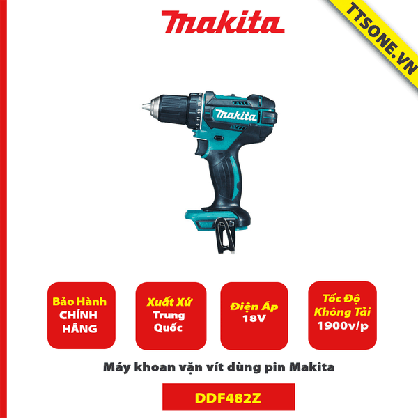 Máy khoan và vặn vít dùng pin Makita DDF482Z 18V (Chưa kèm Pin & Sạc) - Chính Hãng