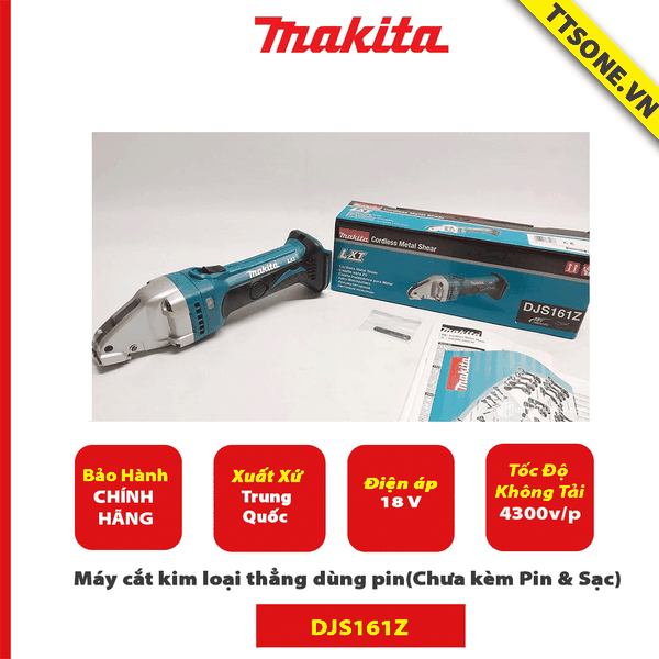 Máy cắt kim loại thẳng dùng pin 1.6mm Makita DJS161Z 18V (Chưa kèm Pin & Sạc)-Chính Hãng