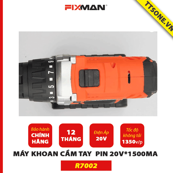 Máy Khoan Cầm Tay  Pin 20V*1500mA Fixman R7002 - Chính Hãng