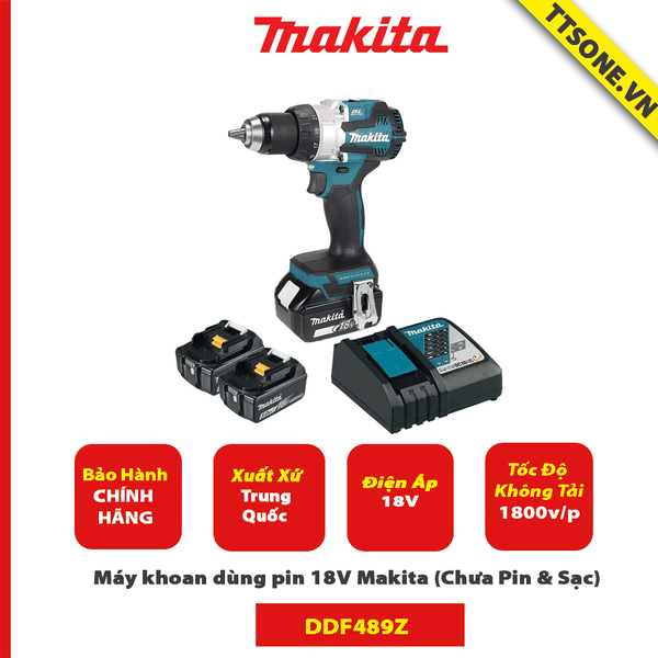 Máy khoan dùng pin 18V Makita DDF489Z (Chưa Pin & Sạc) - Chính Hãng