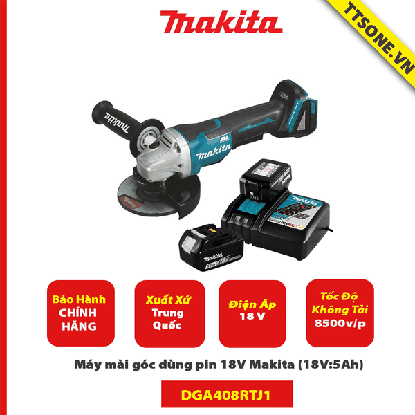 Máy mài góc dùng pin 18V Makita DGA408RTJ1 - Chính Hãng