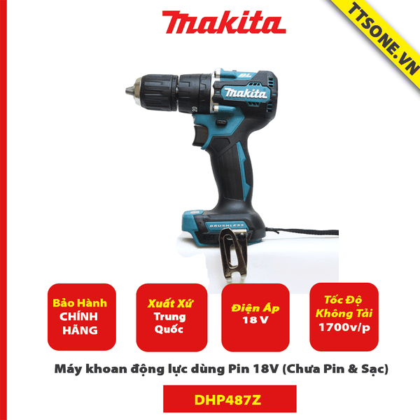 Máy khoan động lực dùng Pin 18V Makita DHP487Z (Chưa Pin & Sạc) - Chính Hãng