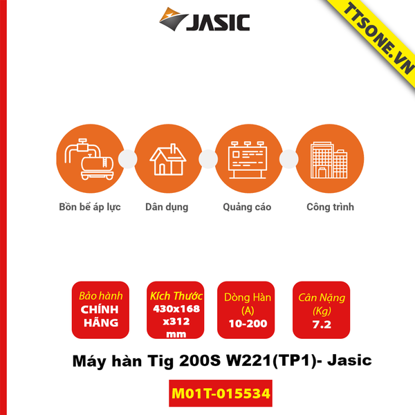 Máy Hàn Tig 200S W221(TP2)- Jasic - Chính Hãng