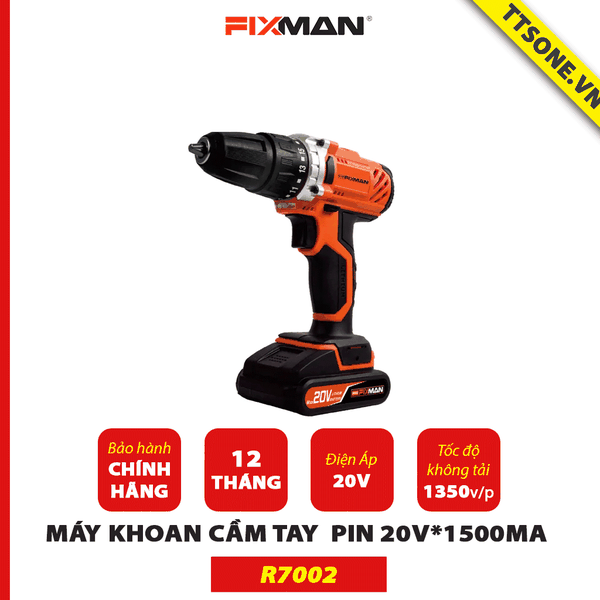 Máy Khoan Cầm Tay  Pin 20V*1500mA Fixman R7002 - Chính Hãng