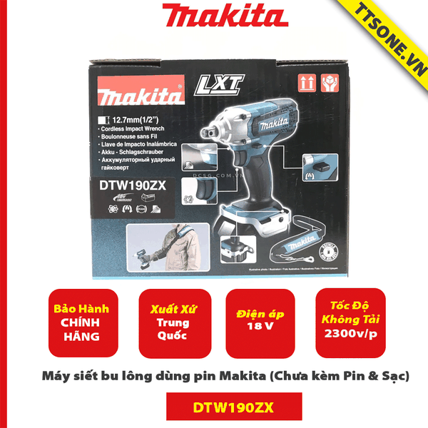 Máy siết bu lông dùng pin Makita DTW190ZX 18V (Chưa kèm Pin & Sạc)-Chính Hãng