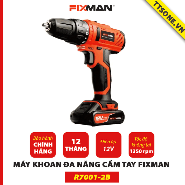 Máy Khoan Đa Năng Cầm Tay FIXMAN pin 12V R7001-2B - Chính hãng