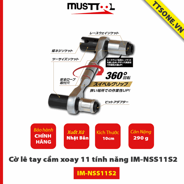 Cờ lê tay cầm xoay 11 tính năng IM-NSS11S2 Musttool - Chính Hãng