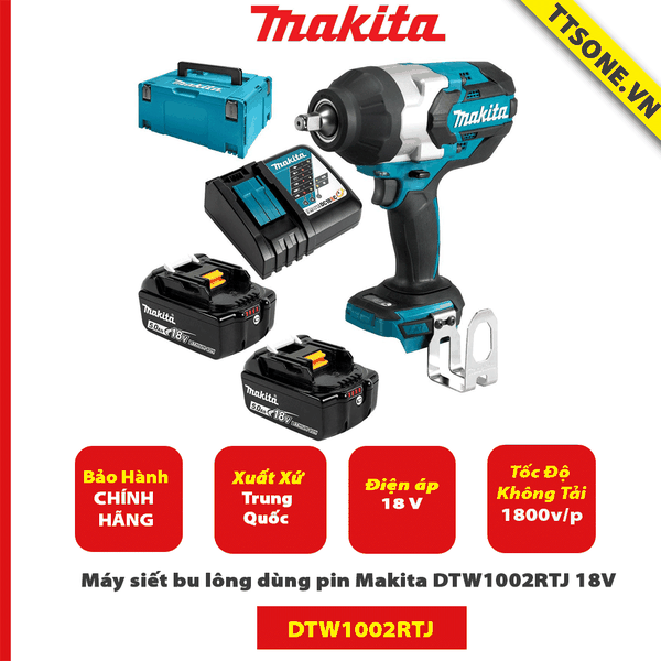 Máy siết bu lông dùng pin Makita DTW1002RTJ 18V-Chính Hãng
