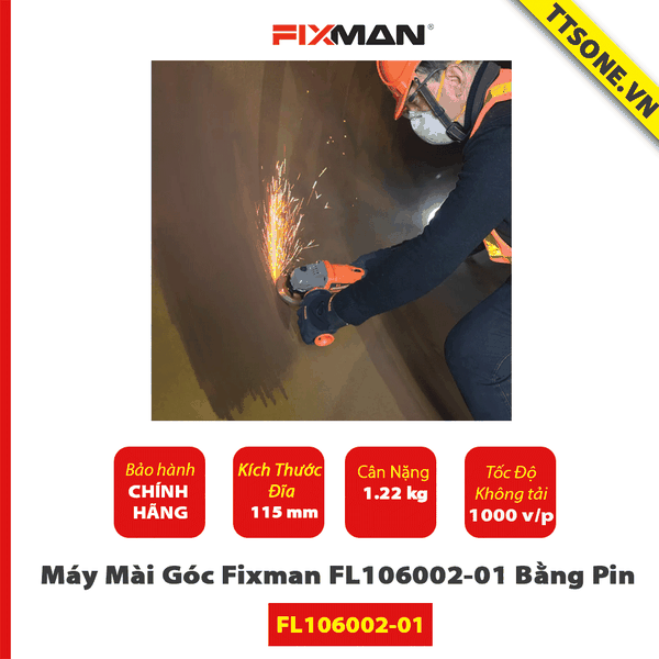Máy Mài Góc Fixman FL106002-01 Bằng Pin K chổi Than - Chính Hãng