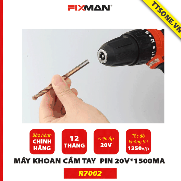 Máy Khoan Cầm Tay  Pin 20V*1500mA Fixman R7002 - Chính Hãng