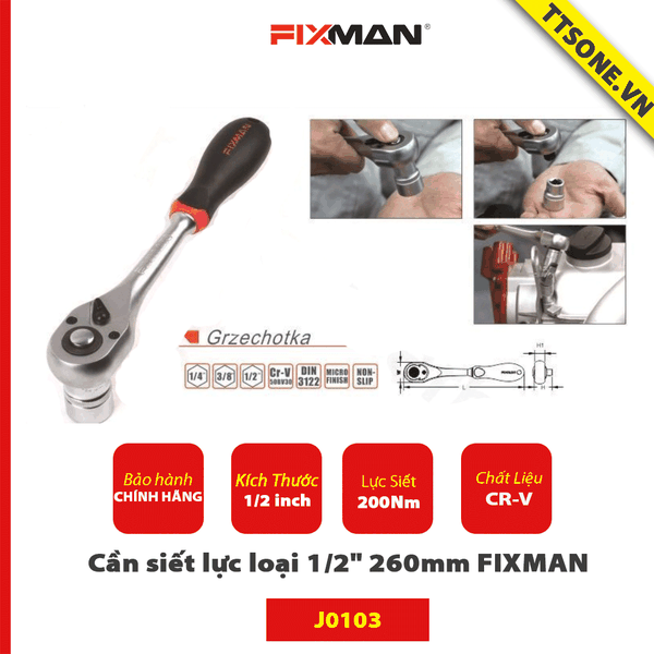 Cần siết lực loại 1/2" 260mm FIXMAN J0103 - Chính hãng