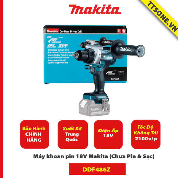 Máy khoan pin 18V Makita DDF486Z (Chưa Pin & Sạc) - Chính Hãng