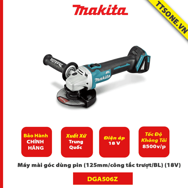 Máy mài góc dùng pin Makita DGA506Z (125mm/công tắc trượt/BL) (18V)
