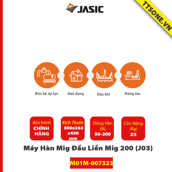 Máy Hàn Mig Đầu Liền Mig 200 (J03) - Jasic (TP1)