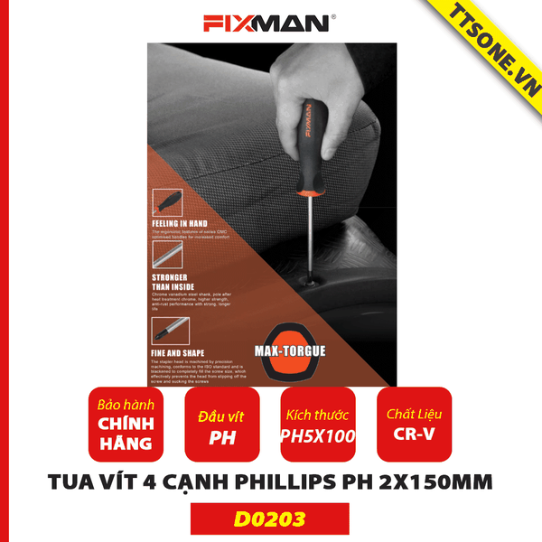 Tua Vít 4 Cạnh Phillips PH 1x100mm Fixman D0203 - Chính Hãng