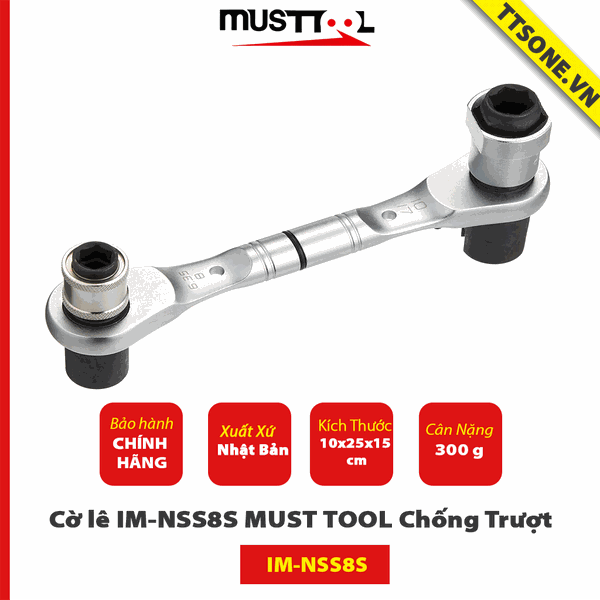 Cờ lê IM-NSS8S MUST TOOL Chống Trượt 8 Chức Năng Loại Ngắn - Chính Hãng