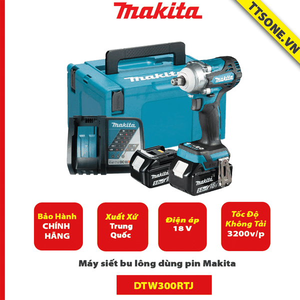 Máy siết bu lông dùng pin Makita DTW300RTJ-Chính Hãng