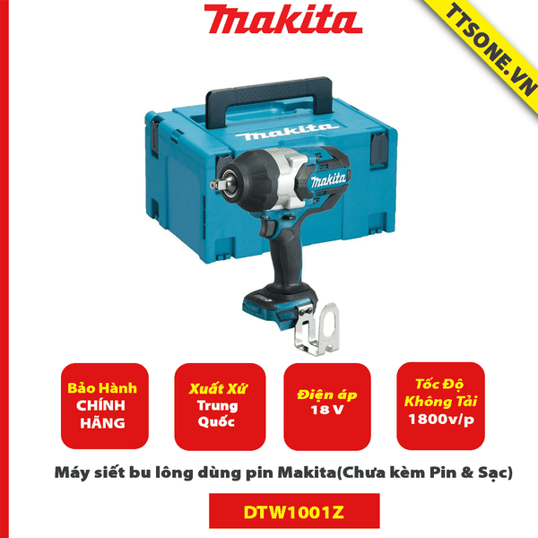 Máy siết bu lông dùng pin Makita DTW1001Z 18V (Chưa kèm Pin & Sạc)-Chính Hãng