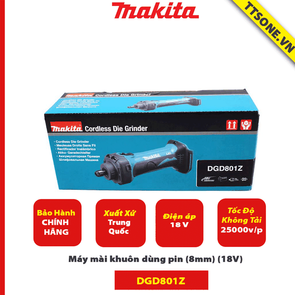 Máy mài khuôn dùng pin Makita DGD801Z (8mm) (18V) - Chính Hãng