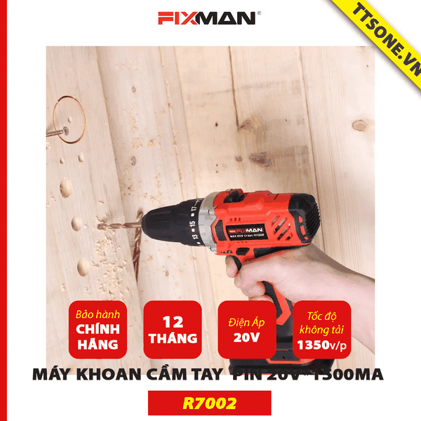 Máy Khoan Cầm Tay  Pin 20V*1500mA Fixman R7002 - Chính Hãng