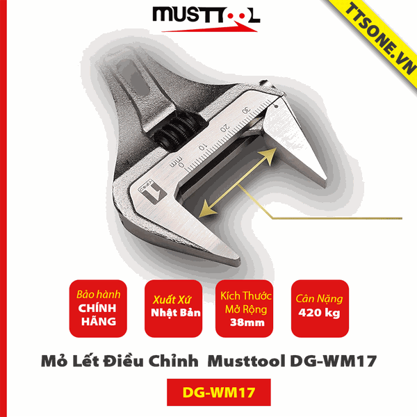 Mỏ Lết Điều Chỉnh  Musttool DG-WM17 Có Bộ Điều hiển Ratchet 17mm - Chính Hãng