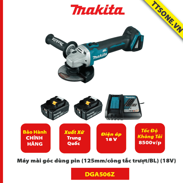 Máy mài góc dùng pin Makita DGA506Z (125mm/công tắc trượt/BL) (18V)