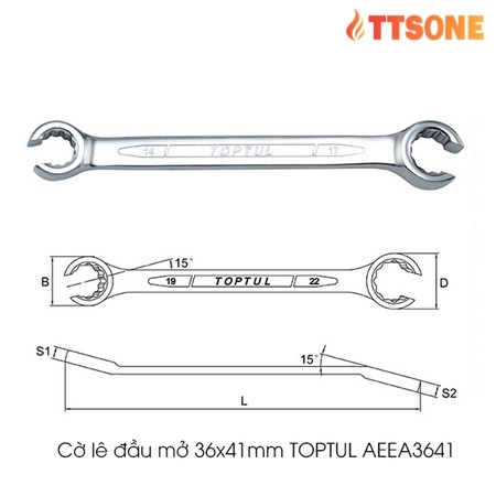 Cờ lê đầu mở 36x41/24x27mm TOPTUL
