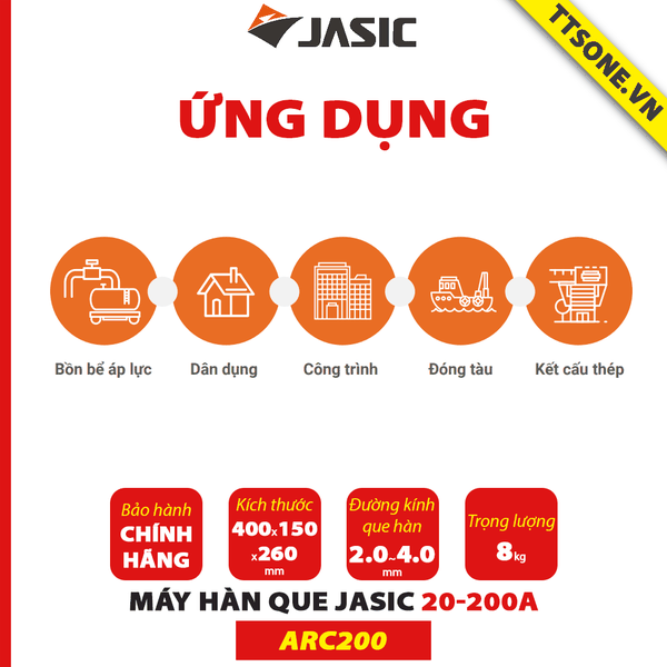 Máy hàn que ARC200 20-200A JASIC - Chính hãng
