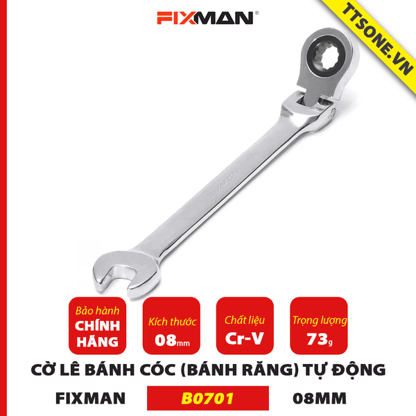 Cờ Lê Bánh Cóc (bánh răng) Linh Hoạt FIXMAN B0710 17mm - Chính hãng
