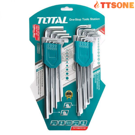 Bộ 18 chìa lục giác bông TOTAL . Size: 1.5-10mm - 24/T