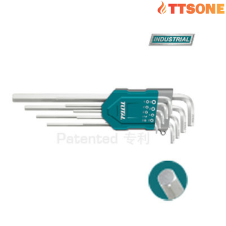 Bộ lục giác đầu bằng dài 9 chi tiết hệ mét TOTAL THT106192 1.5-10mm