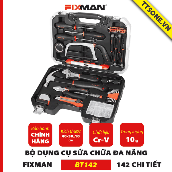 Bộ Dụng Cụ Sửa Chữa Cơ Khí 142 Chi Tiết FIXMAN BT142 - Chính hãng