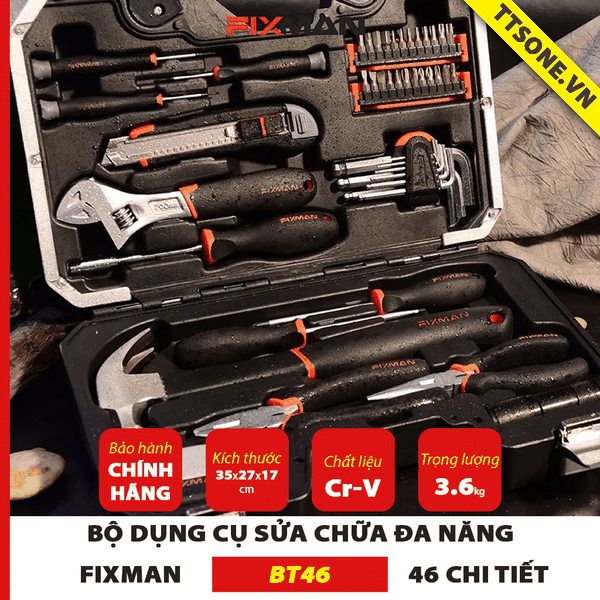 Bộ Dụng Cụ Sửa Chữa Cơ Khí 46 Chi Tiết FIXMAN BT46 - Chính hãng