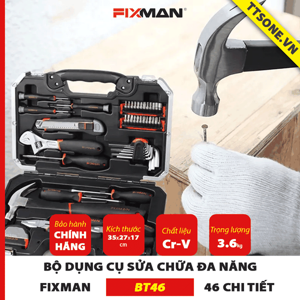 Bộ Dụng Cụ Sửa Chữa Cơ Khí 46 Chi Tiết FIXMAN BT46 - Chính hãng