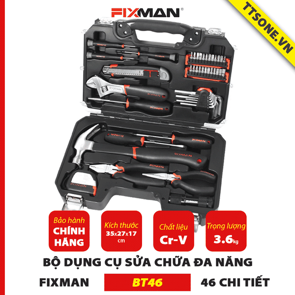 Bộ Dụng Cụ Sửa Chữa Cơ Khí 46 Chi Tiết FIXMAN BT46 - Chính hãng