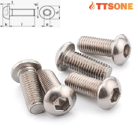 Bu Lông Lục Giác Chìm Chỏm Cầu Inox 304 M6x35