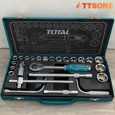 Bộ 24 cái socket 1/2" cần 2 chiều Total THT141253