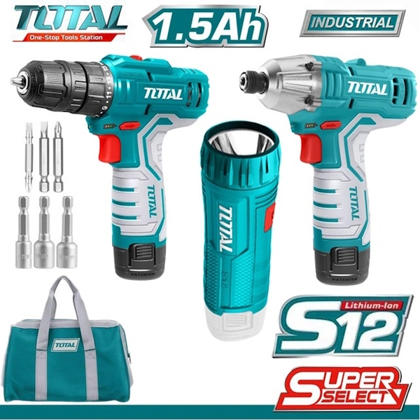 Combo Máy Siết Vít TIRLI1201,  Máy Khoan TDLI12325 Và Đèn TWLI1223 Dùng Pin 12V TKLI1203