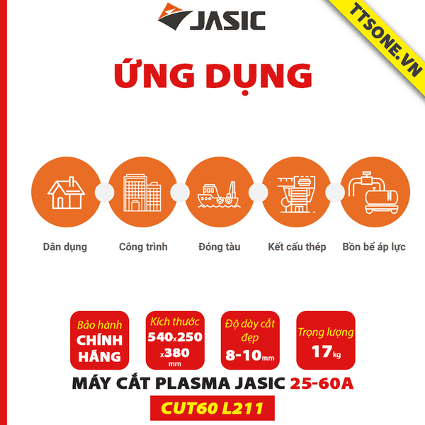 Máy Cắt Kim Loại Công Nghệ Hồ Quang PLASMA CUT60 L211 JASIC - Chính hãng