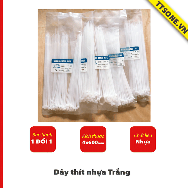 Dây thít nhựa trắng 6*400